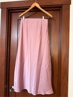Classic Pink A-Line Midi Skirt